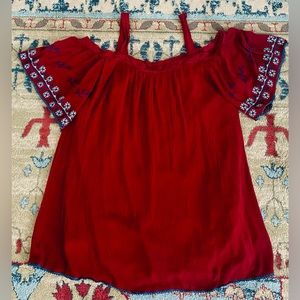 Off-the-Shoulder Gauze Bell-Sleeve Blouse